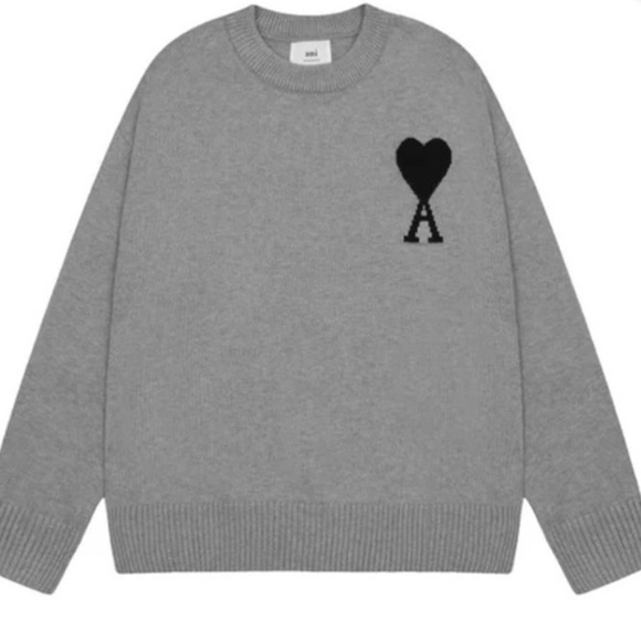Ami love classic sports casual knitted sweater